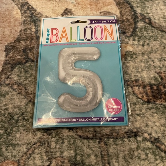 Nique Other - Nique Metallic Silver Number 5 Balloon
